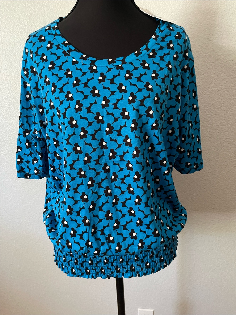 Michael Kors Blue Floral Short Sleeve Top